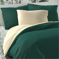 Lenjerie de pat din satin Kvalitex LuxuryCollection, verde/crem, 140 x 200 cm, 70 x 90 cm