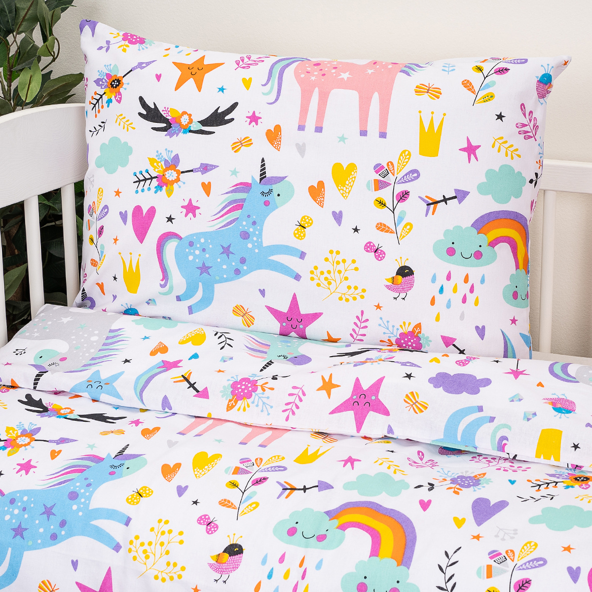 4Home Unicorns pamut ágyneműhuzat kiságyba, 100 x 135 cm, 40 x 60 cm termék 2. képe