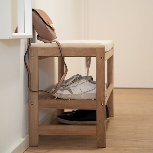 Wenko Dřevěný botník se sedátkem ACINA