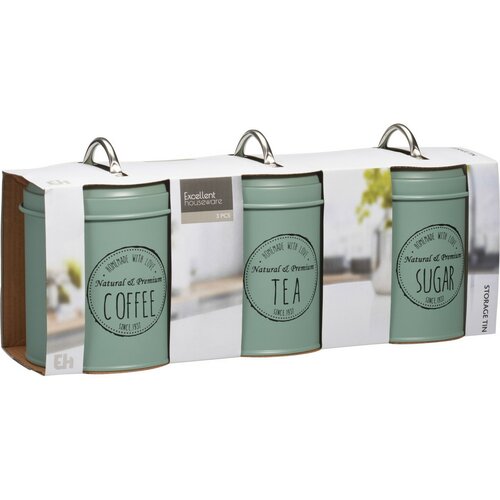 Excellent Houseware Set de cutii metalice pentrualimente 11 x 16 cm, 3 bucăți, verde