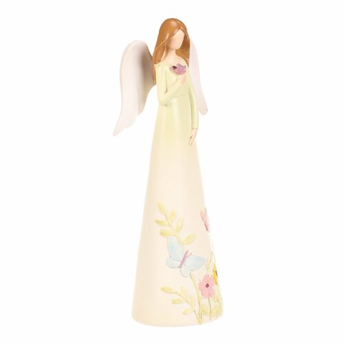 Dekorativna figurica cvetlični angel, rumena, 9 x6 x 21, poliresin