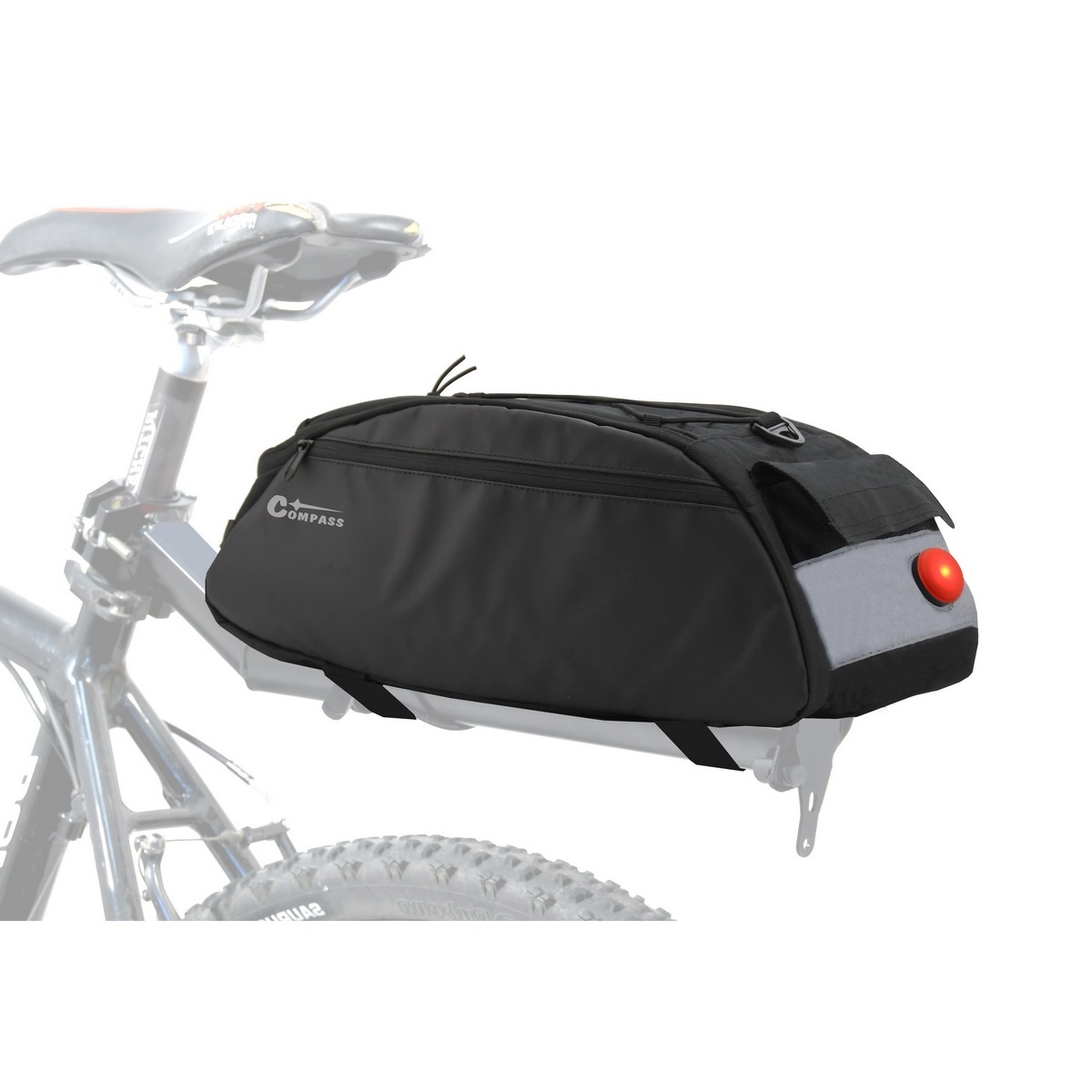 Geantă bicicletă Compass portbagaj + luminaLED din spate Compass