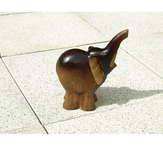 Dřevěná soška slon, hnědá, 17 x 8 x 20 cm
