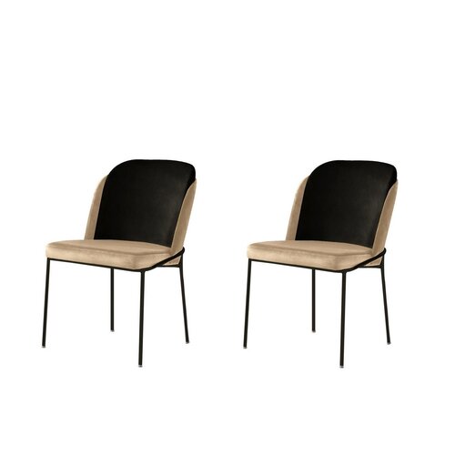 Esszimmerstuhl-Set Dore Beige and Black, 2 Stück