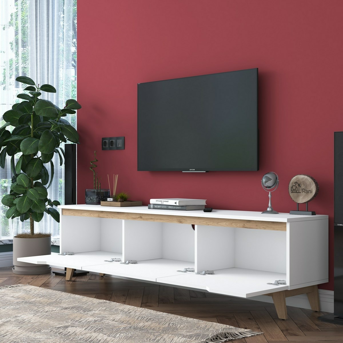 Televízny stolík Dite White and Walnut