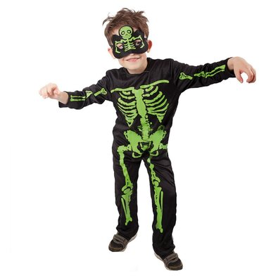 Rappa Otroški kostum Skeleton neon, velikost. S