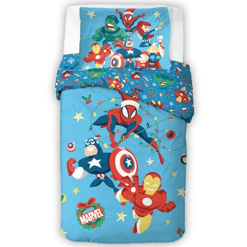 Carbotex Дитяча бавовняна постільна білизнаAvengers Christmas Ride, 140 x 200 см, 70 x 90 см