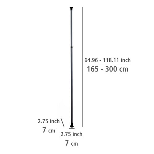Wenko Bară telescopică verticală Herkules 165–300cm, negru