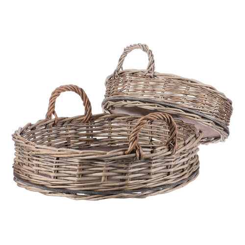 Komplet pletenih pladnjev Nature okroglih, 2 kos,2 velikosti, 45 x 10 x 45 cm