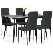 Set de masă Mramor cu blat ceramic și 4 scaune,negru