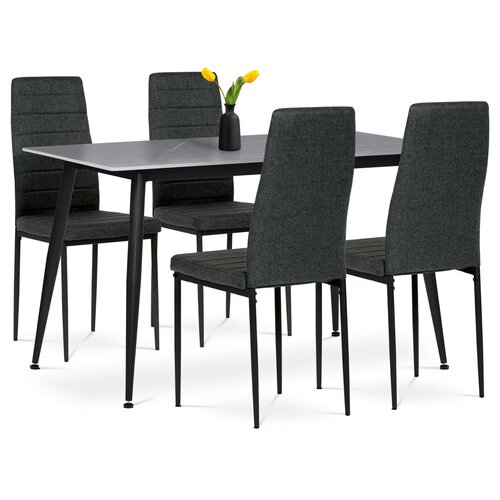 Set de masă Marble cu blat ceramic și 4 scaune,negru