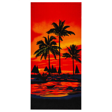 Ręcznik plażowy Palmy czerwony, 70 x 150 cm