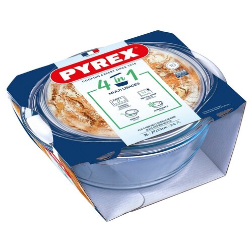 Pyrex Steklena posoda za pečenje s pokrovom okrogla 3 l