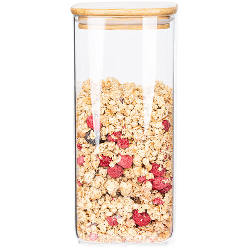 4Home Steklena posoda za živila z pokrovom Bamboo,1500 ml