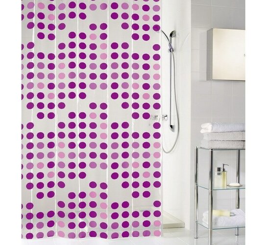 Kleine Wolke sprchový záves Bodky fialová , 180 x 200 cm