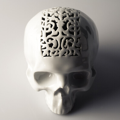 Pokladnička Skull 2, 15 cm, biela
