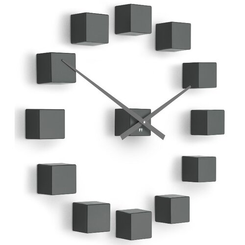 Future Time FT3000TT Cubic titanium Designové samolepiace hodiny, pr. 50 cm