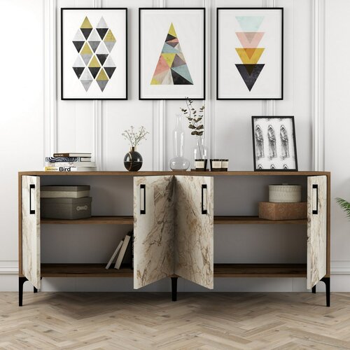 Skrinka Kiev Walnut and White Marblemramoru
