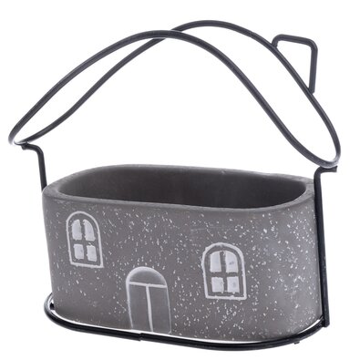 Бетонне кашпо для квіткового горщика House сірий, 18 x 14,5 x 9 см