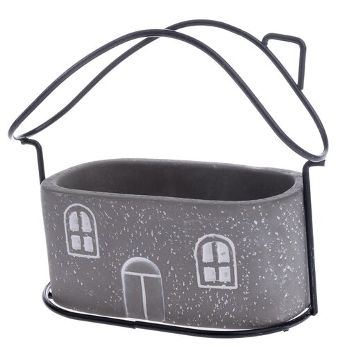 Бетонне кашпо для квіткового горщика House сірий, 18 x 14,5 x 9 см