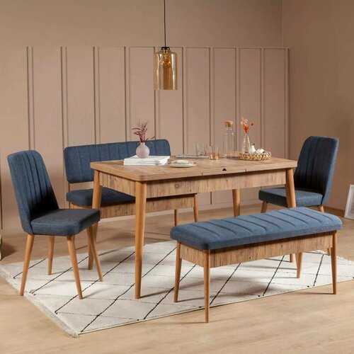 Jedálenská stolička Vina Dark Blue and Atlantic Pine