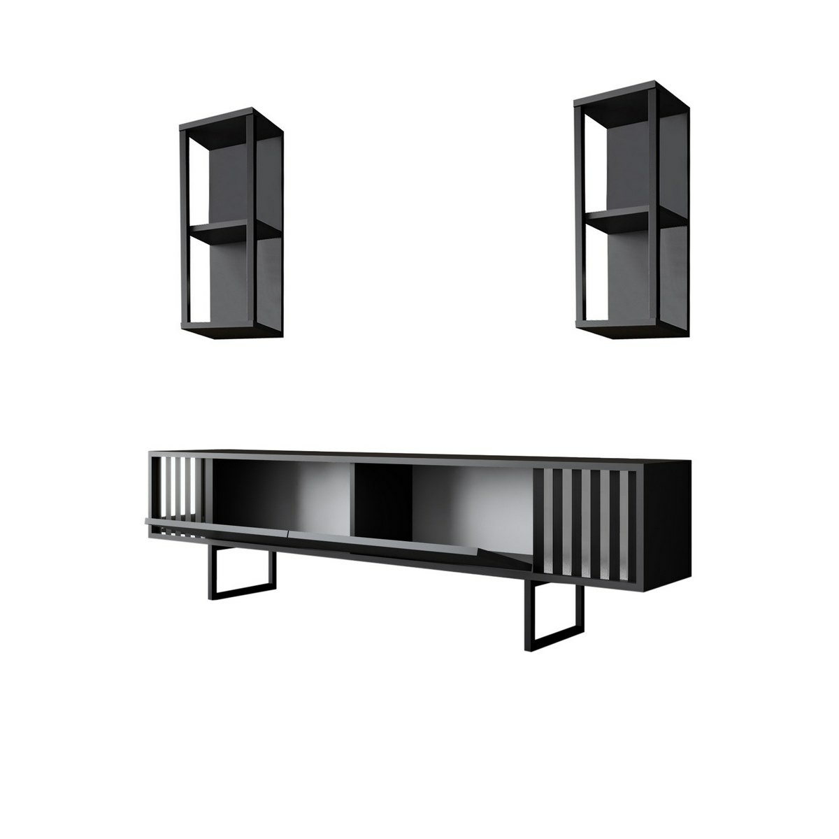 Televízny stolík s policami Chrome Anthracite and Black