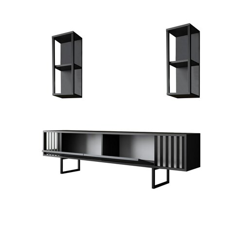 Chrome Anthracite and Black TV-állvány polcokkal