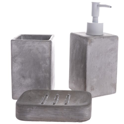 Set de accesorii de baie din ciment Bain, 3 piese,gri