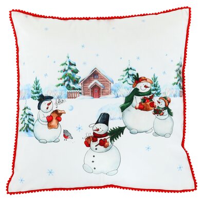 Pillow with filling Snowmen, white, 45 x 45 cm
