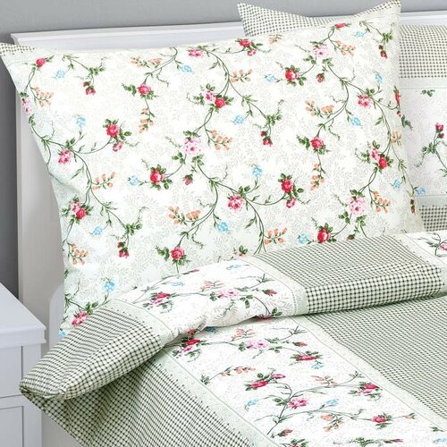 Bellatex Pościel bawełniana Róża, kratka, 140 x200 cm, 70 x 90 cm