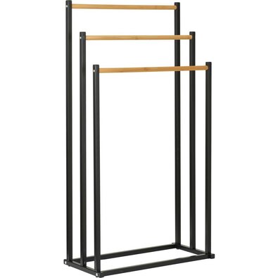 Suport metalic pentru prosoape Bambus 45 × 23 × 85cm, negru