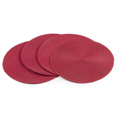 Podkładki na stół Deco okrągłe, czerwone, śr. 35 cm, zestaw 4 szt.