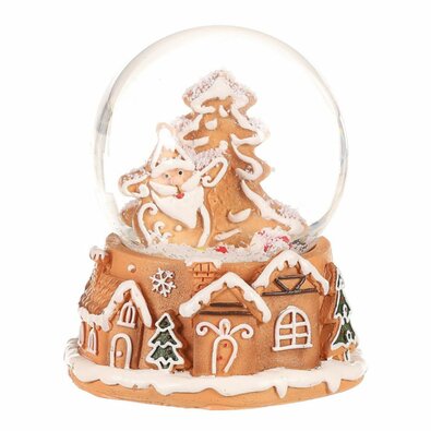 Glob de zăpadă de Crăciun Moș Crăciun din turtădulce, poliresin , 9 cm