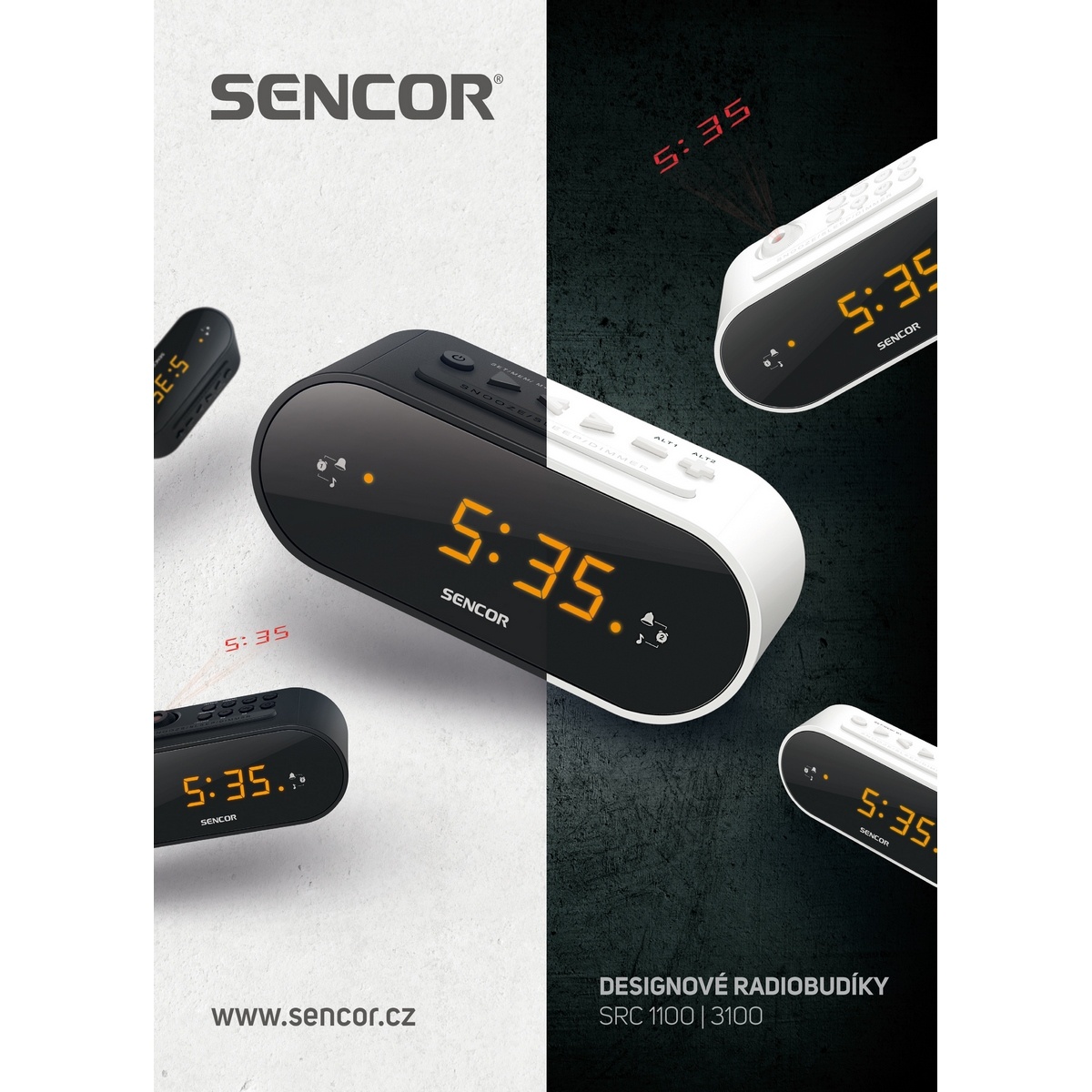 Sencor SRC 1100 W Rádiós ébresztőóra, fehér termék 2. képe
