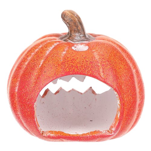 Свічник Гарбуз з обличчям малий, помаранчевий, кераміка, діаметр 10 см