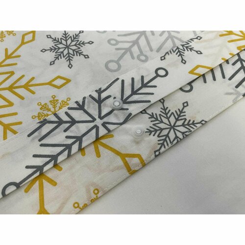 Świąteczna pościel bawełniana Złote płatki śniegu, 140 x 200 cm, 70 x 90 cm