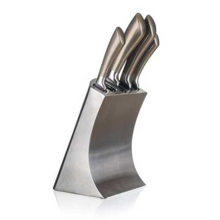 Fotografie Banquet Sada nožů Metallic Platinum, 5 ks a nerezový stojan