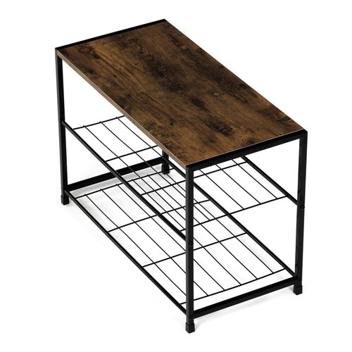 Półka na buty z 2 półkami, stare drewno