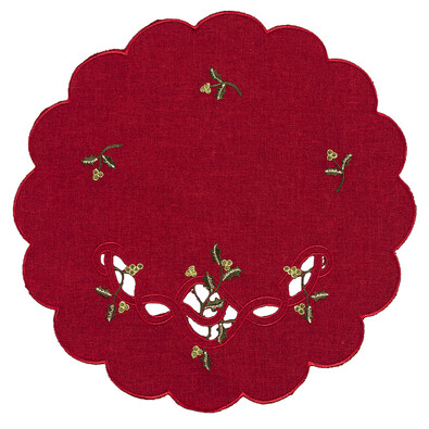 Serweta świąteczna jemioła, czerwony, śr. 35 cm