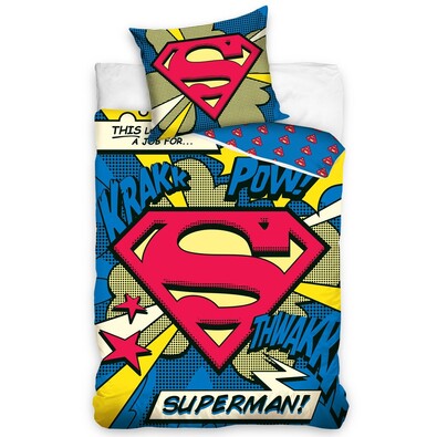 Detské bavlnené obliečky Superman - Komiks, 140 x 200 cm, 70 x 80 cm
