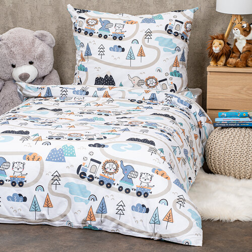 Lenjerie de pat pentru copii din bumbac 4Home Happy train, 140 x 200 cm, 70 x 90 cm