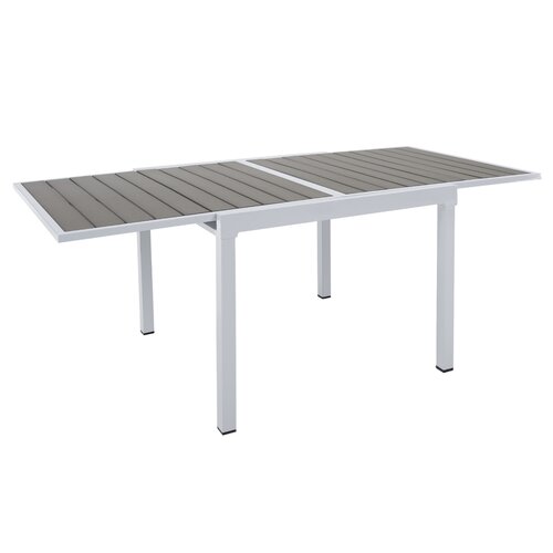 Garten-Ausziehtisch, weißer Stahl/grau, DORIO