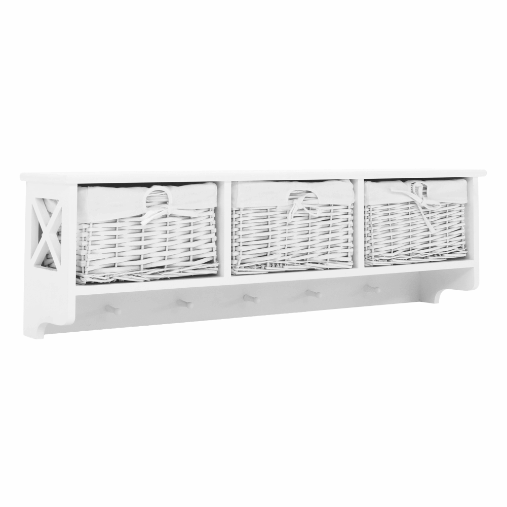 Vešiaková polica s košíkmi Rafaello, biela