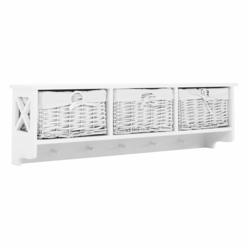 Wieszak z półką i koszykami Rafaello, biały