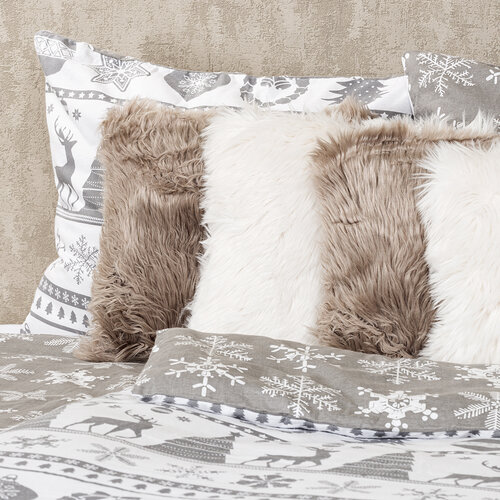 Lenjerie pat bumbac flanel 4Home Christmas Time , gri,  140 x 220 cm, 70 x 90 cm