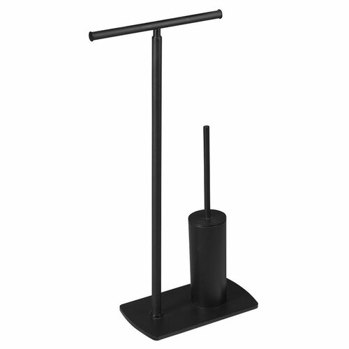 GEDY 733214 Florida állvány WC-papír tartóval ésWC kefével, fekete matt