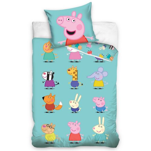 BedTex Dětské bavlněné povlečení Prasátko Peppa a Kamarádi, 140 x 200 cm, 70 x 90 cm