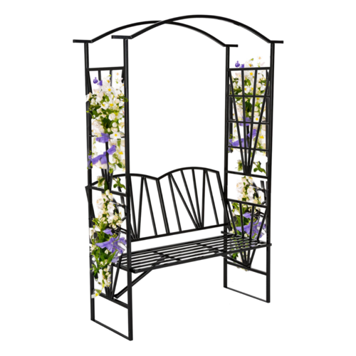 Gartenbank mit Pergola HAIFA, Schwarz