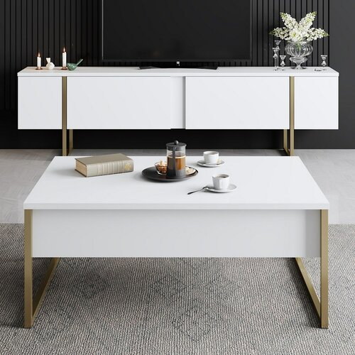 Konferenční stolek Luxe White and Gold