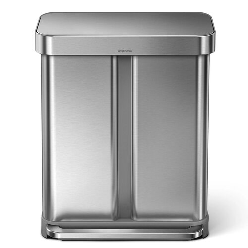 Simplehuman Pedálový odpadkový kôš na triedený odpad, 58 l, kefovaná oceľ, FPP